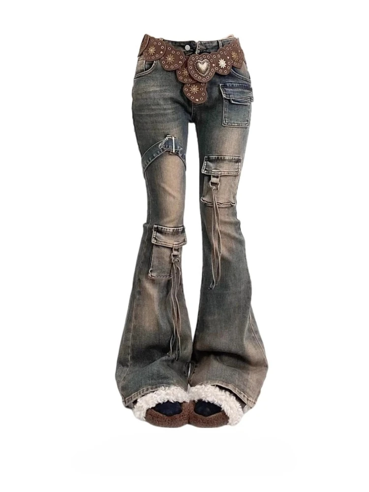 Grunge Japanese chic Slim jeans women plus size autumn new American retro pants Cyber Punk Hip-pop 2000s Aesthetic Tomboy New
