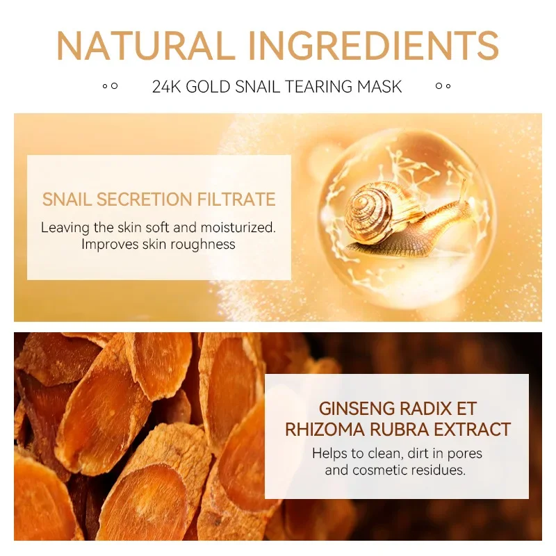 LAIKOU 24K Gold SNAIL TEARING   Mask Deep Cleansing Remove Blackhead Face Care 50g image 4