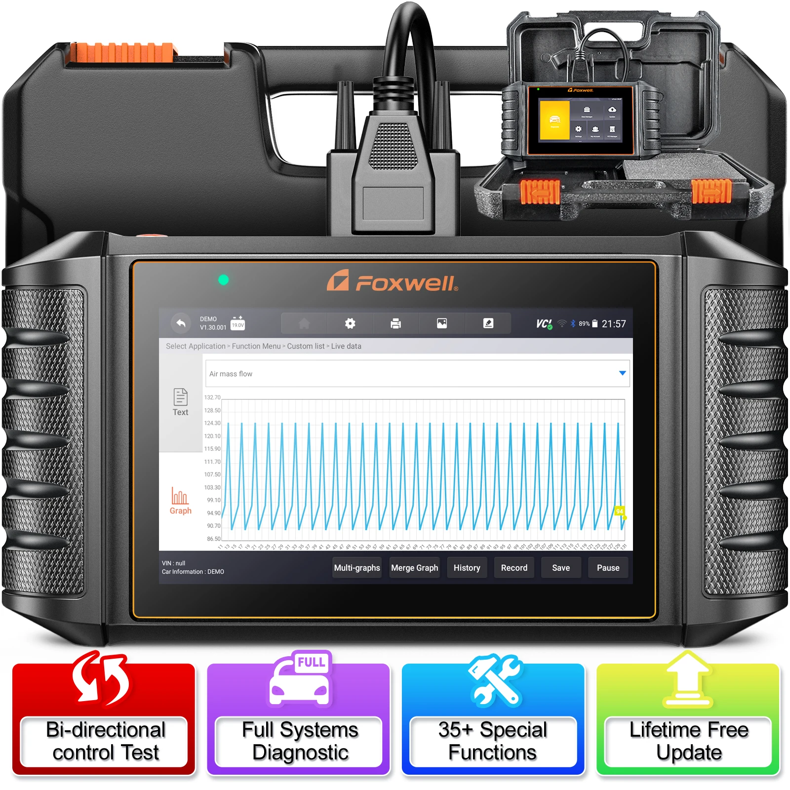 

FOXWELL GT75TS OBD2 Car Diagnostic Tool Professional Active Test ECU Coding TPMS A/F 31 Services OBD Automotive Scanner PK GT60