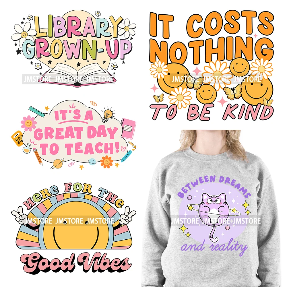 

Diy Cute Great Day Good Vibes Positive Inspirational Quotes Iron On DTF Transfers Stickers Ready To Press For T-shirt Pillows