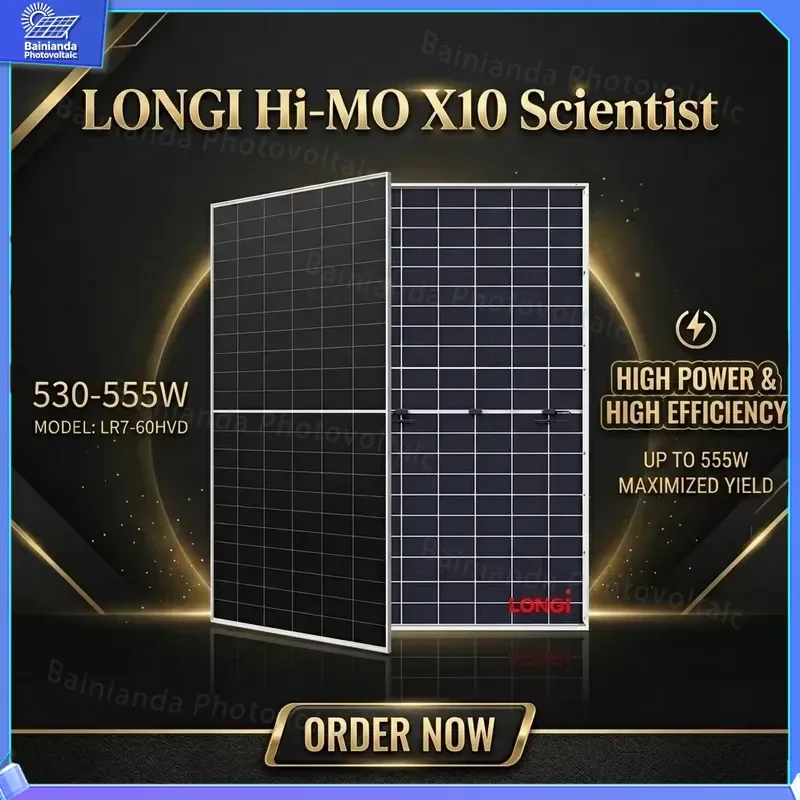 Longi Factory Direct N Type Monocrystalline Bifacial Solar Panel 535W 545W 555W High Efficiency Photovoltaic Module for