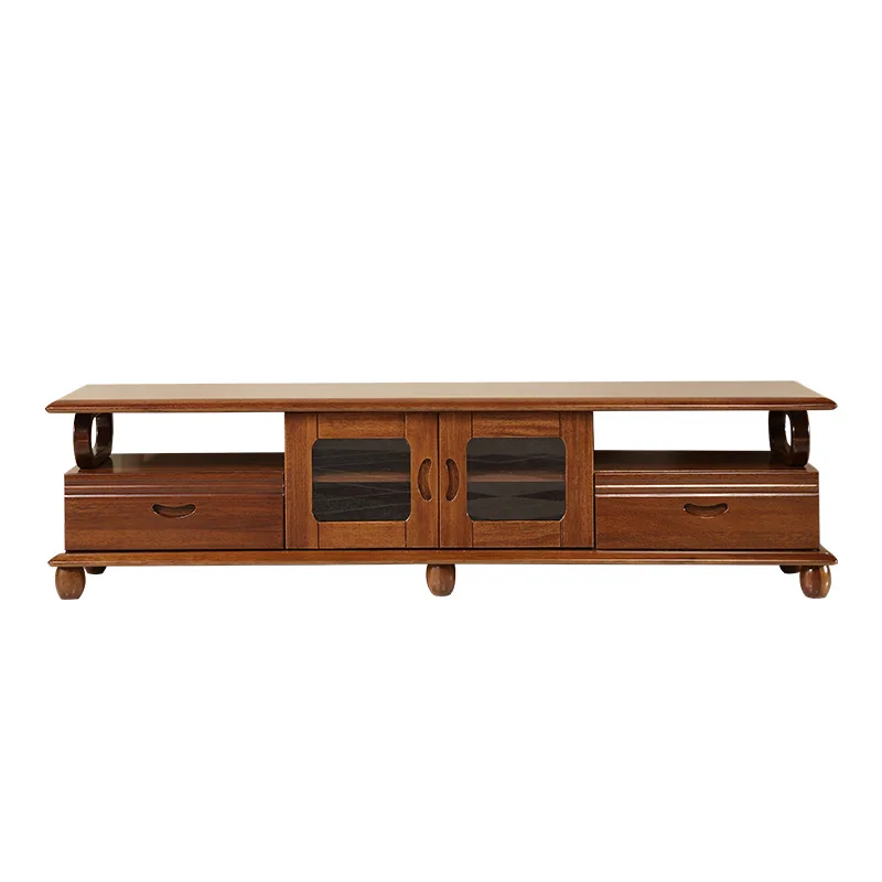 Solid wood TV cabinet combination walnut modern simple furniture bedroom storage economical home assembly Chinese style floor