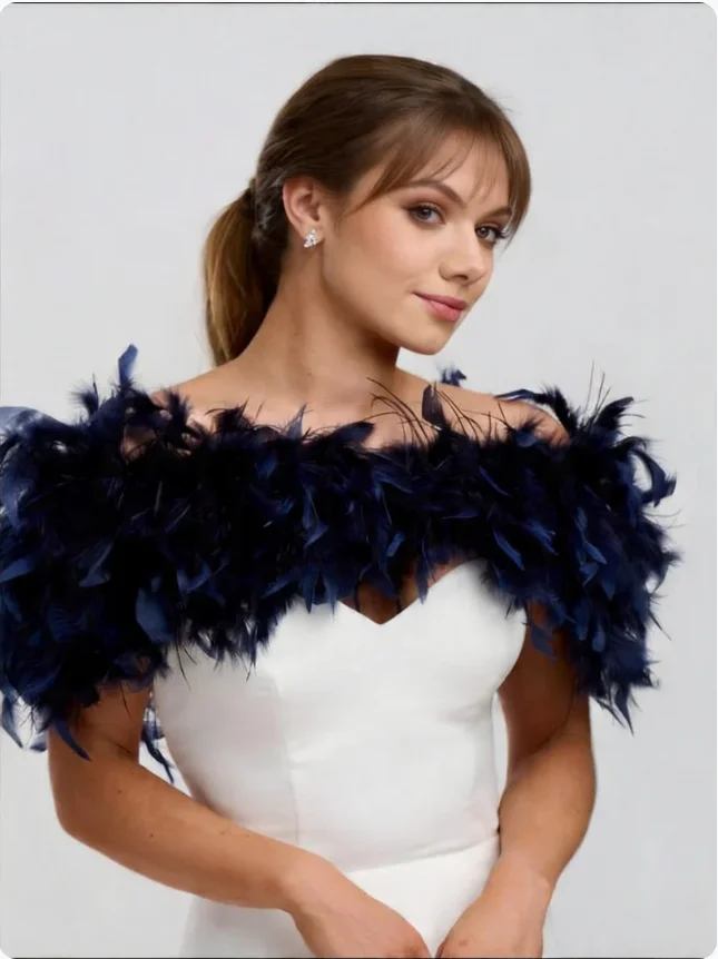 

Real Ostrich Feather Fur Shrug Shawl Wrap Cape for Women Wedding Accessories Bride Groom Bridal Party Evening Wear