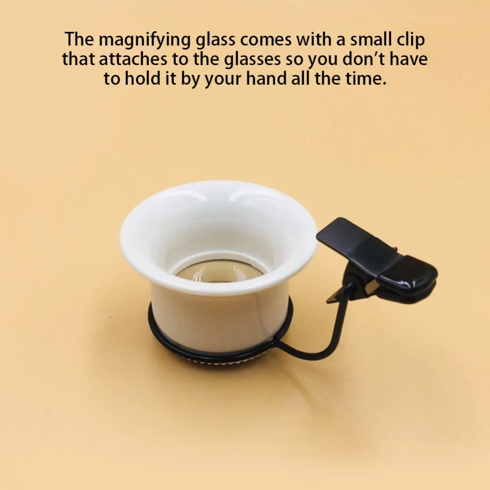 10X Magnification Clip on Watch Magnifying Glasses Smooth Surface Rounded Edges Watch Repair Magnifier White Jewelry Tool