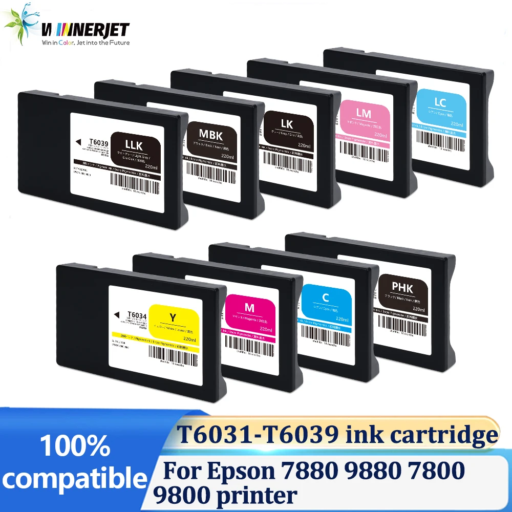 

Winnerjet T6031-T6039 Compatible ink cartridge With Pigment ink With one time use chip For Epson 7880 9880 7800 9800 printer