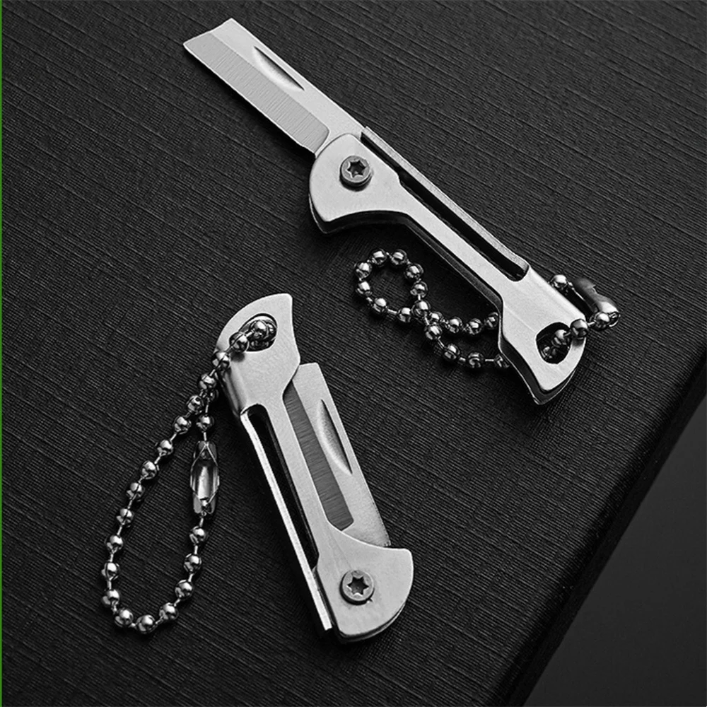 سكين جيب صغير قابل للطي المفاتيح الفولاذ المقاوم للصدأ سكين جيب قلادة المحمولة في الهواء الطلق التخييم سكين الدفاع عن النفس أدوات هدية #4