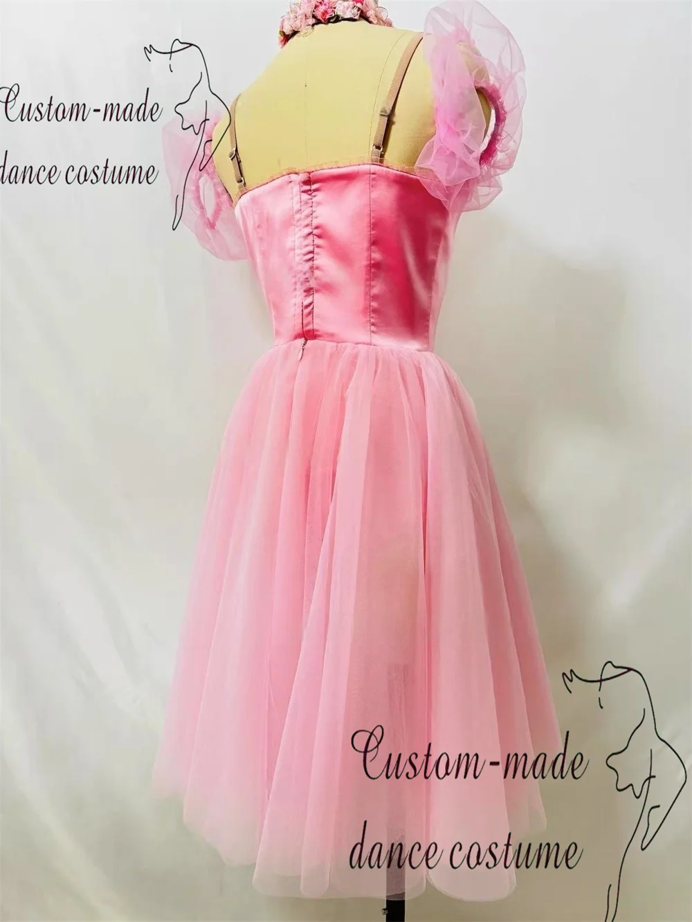 Jupe de ballet féerique quatre danses, jupe longue bouffante rose personnalisée privée en fil