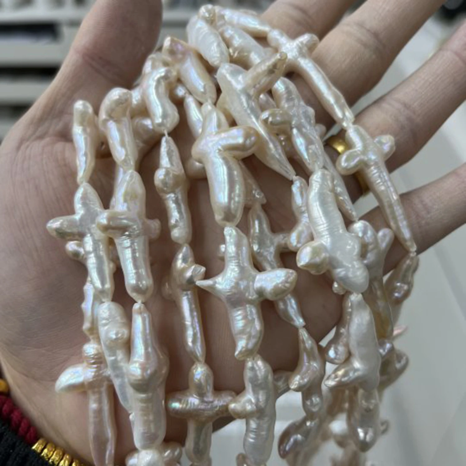 

Натуральный пресноводный жемчуг 20x30-22x32 мм, белый, в форме креста, для ожерелья, полуфабрикат, барокко, материалы для рукоделия, аксессуары, оптовая продажа ювелирных изделий