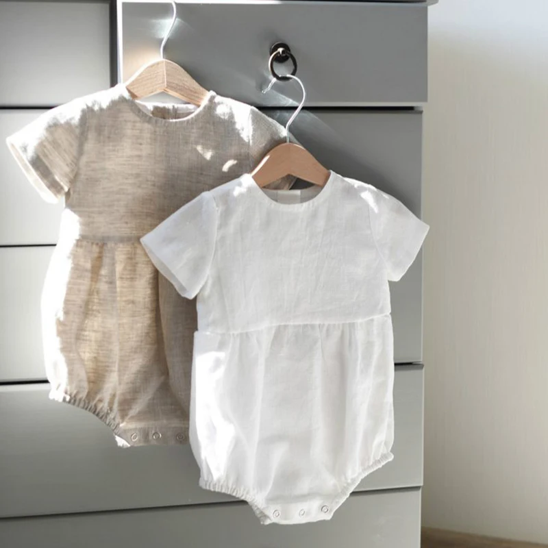 

Summer Newborn Kids Baby Boys Girls Short Sleeve Pure Color Jumpsuits Clothes Infant Kids Baby Boys Girls Children Rompers