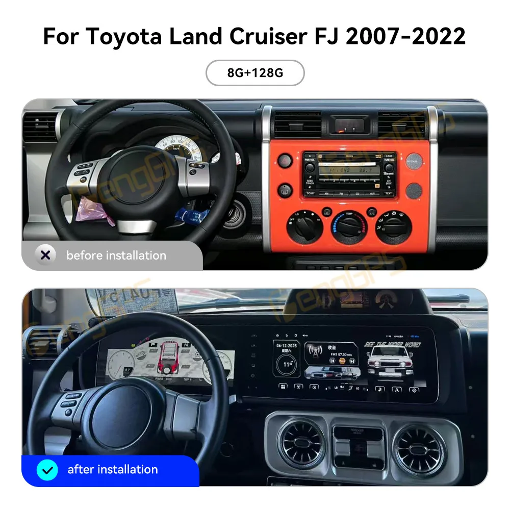 Pantalla Dual 12,3 "Android 13 CarPlay Radio de coche para Toyota Land Cruiser FJ 2007-2022 pantalla táctil reproductor Multimedia navegación GPS
