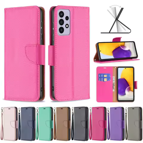 Wallet Litchi Pattern Case For Samsung Galaxy A04 A04s A13 A14 A23 A33 A34 A51 A52 A53 A54 A71 S23 Ultra S22 S21 Plus S20 FE