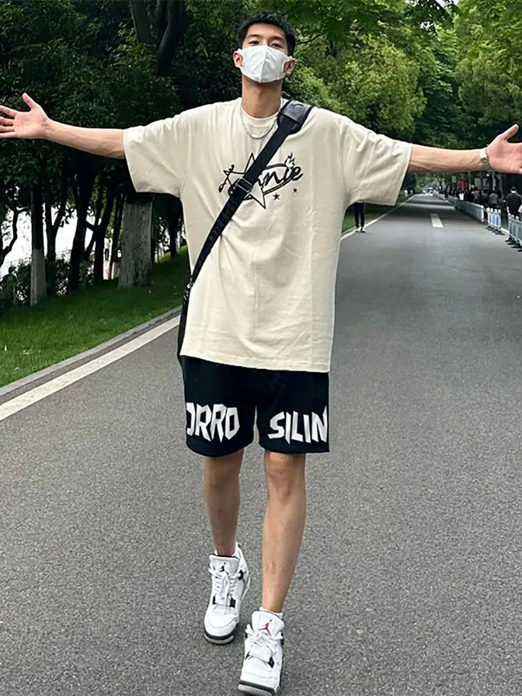 

Американский Sle Baskeall Dstring Эластичные спортивные орты Мужские летние крутые повседневные свободные брюки пять четвертей High Street