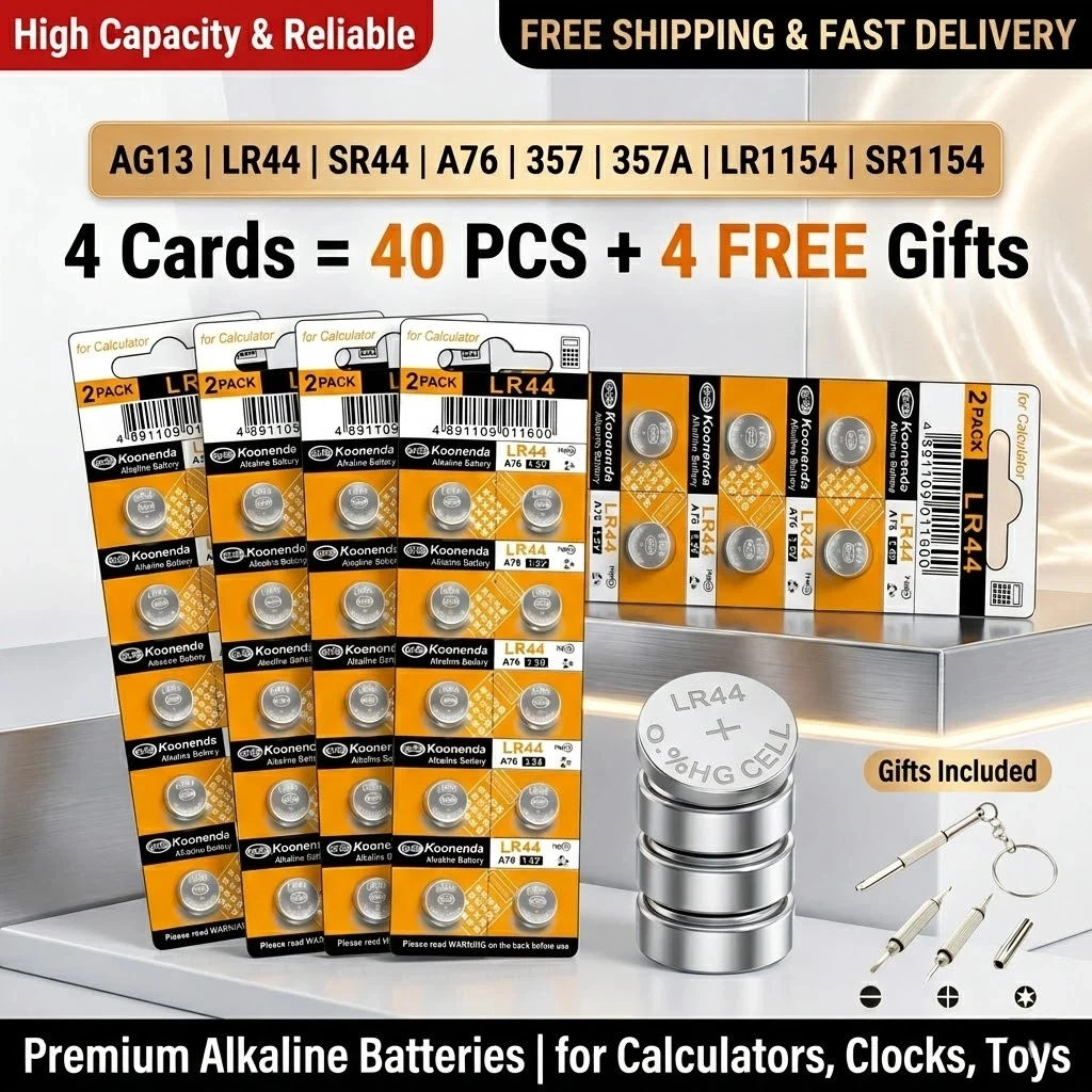 

1.5V LR44 AG13 Alkaline Button Cell Battery 4-80PCS 357 SR44 LR1154 Lithium Coin Batteries for Watches Remote Control Key Fob