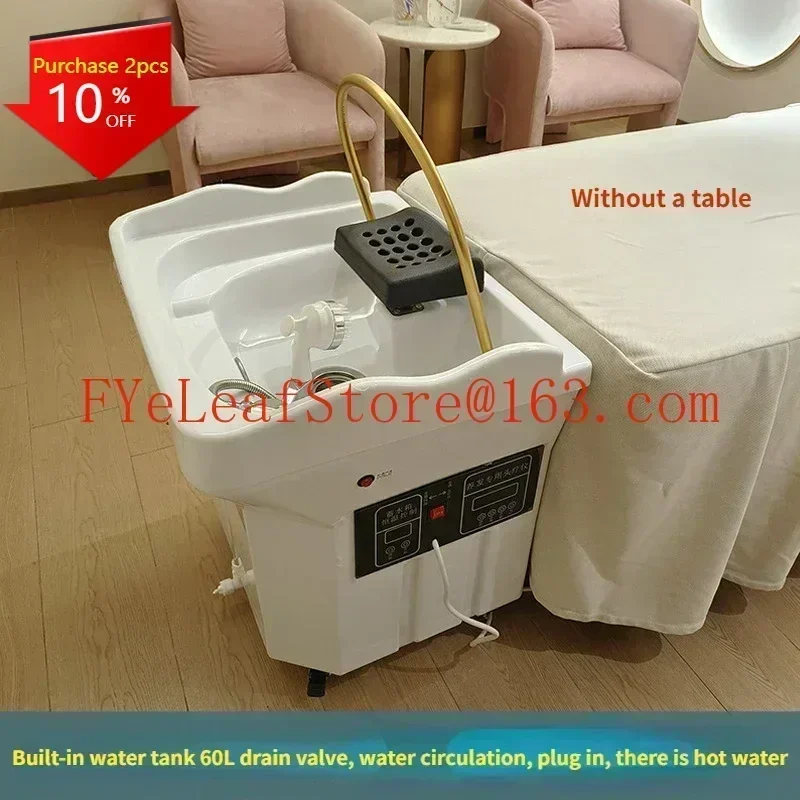 Movable head therapy machine fumigation water circulation head recuperation hair care shampoo basin beauty bed massage