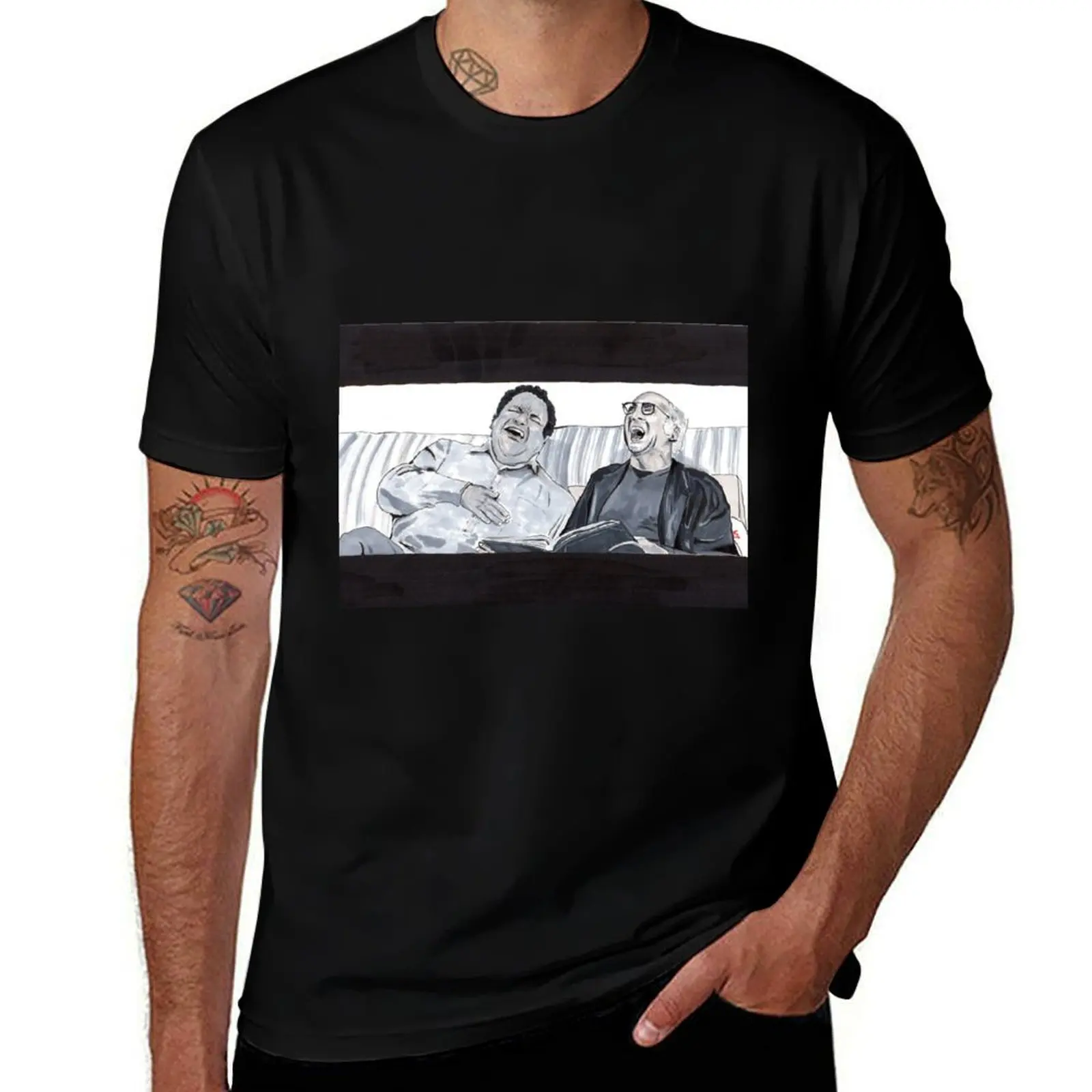 Curb Your Enthusiasm, Larry David and Jeff Garlin T-Shirt cotton t-shirt plain for man package T-Shirt