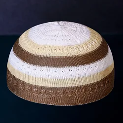 2-częściowe muzułmańskie czapki dla mężczyzn Darmowa wysyłka Szydełkowa czapka z dzianiny Produkty podatkowe Turcja Kufi Islamski Kippah Hidżab Bawełna Nowy 0736