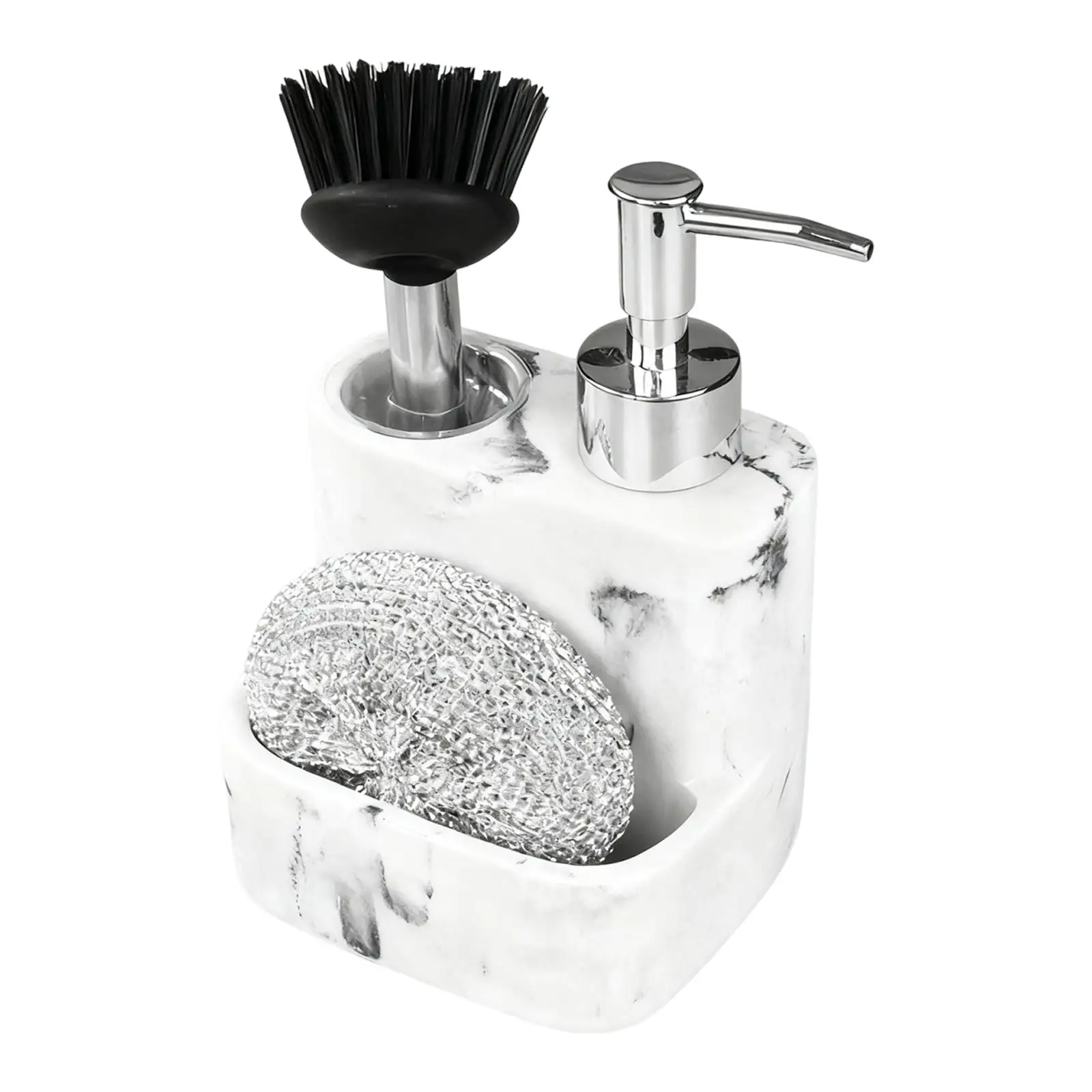 3 in 1 Soap Dispenser Compact Dishwashing Container Durability Countertop Organizer