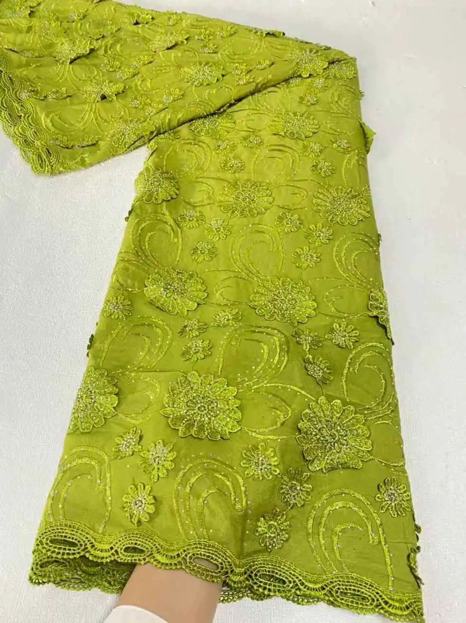 

Nigerian Tulle Lace Fabric for Sewing, Wedding Embroidery Dress, Chiffon Party Sequin, High Quality, Cotton 5Yard, 2025