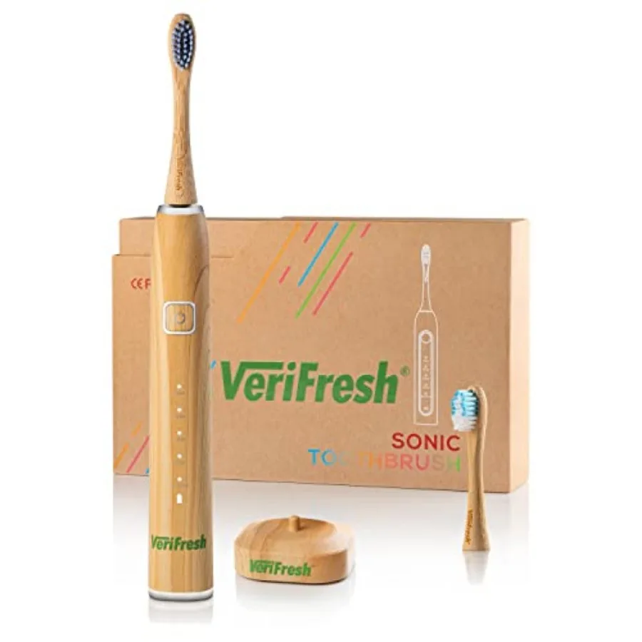 

Sonic Bamboo Toothbrush - Biodegradeable Bamboo Heads with Castor Oil bristles - Includes 2 Brush Heads