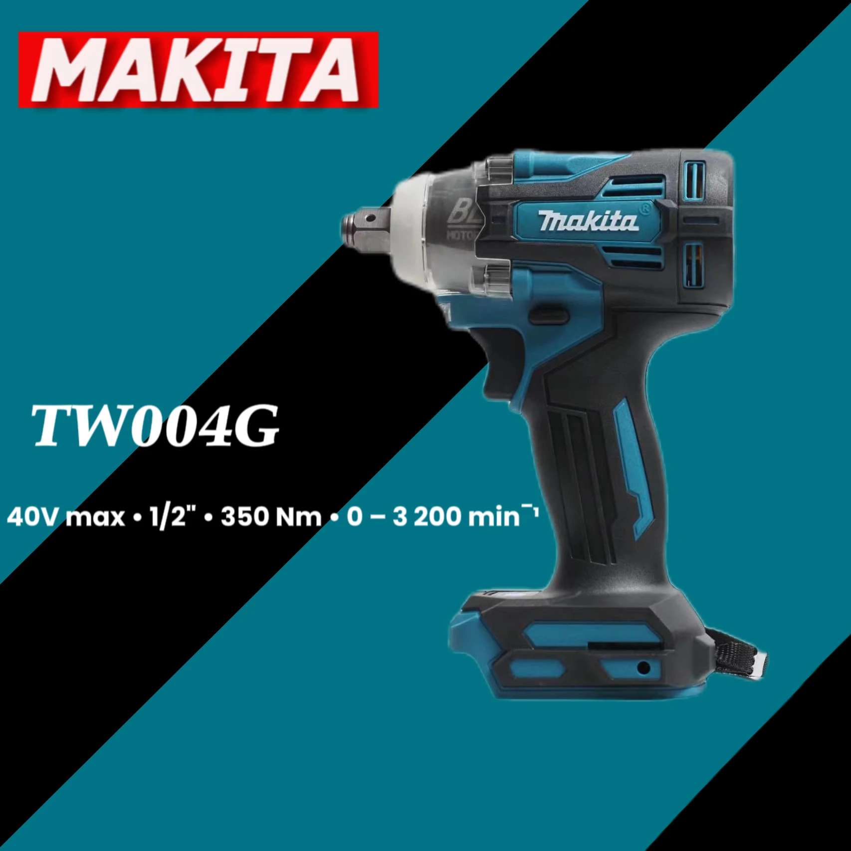 Makita Brushless Charging Electric Wrench Large Torque Impact Wind Gun Auto Repair Tire Woodworking Electric Tool Tw004g