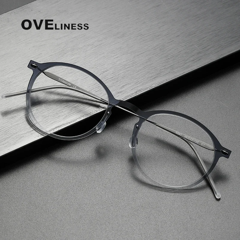 2024 Titanium Glasses Frame for Men Women Fashion Retro Round male female Eyeglasses Frame Korean Screwless Eyewear spectacles