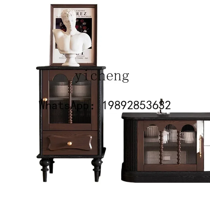 LYY solid wood dining side cabinet simple locker side cabinet wall glass door wine cabinet