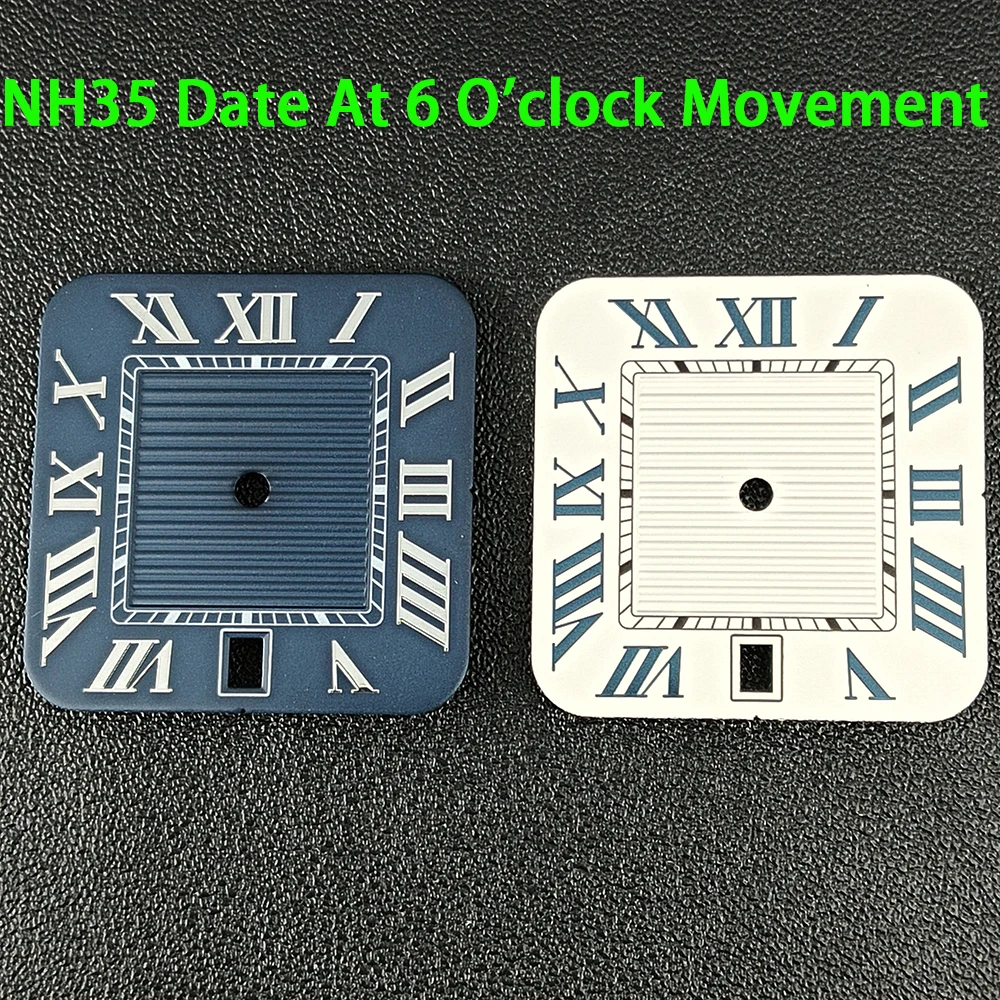 Мужские часы с квадратным циферблатом NH35, римский циферблат, подходят для аксессуаров для часов с механизмом NH35
