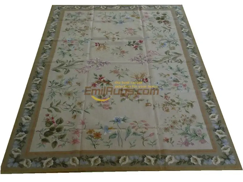 Handmade Needlepoint New Price French Needlepoint 100% Wool Floral Carpet woven floor Rectangular Wool Rug Carpet