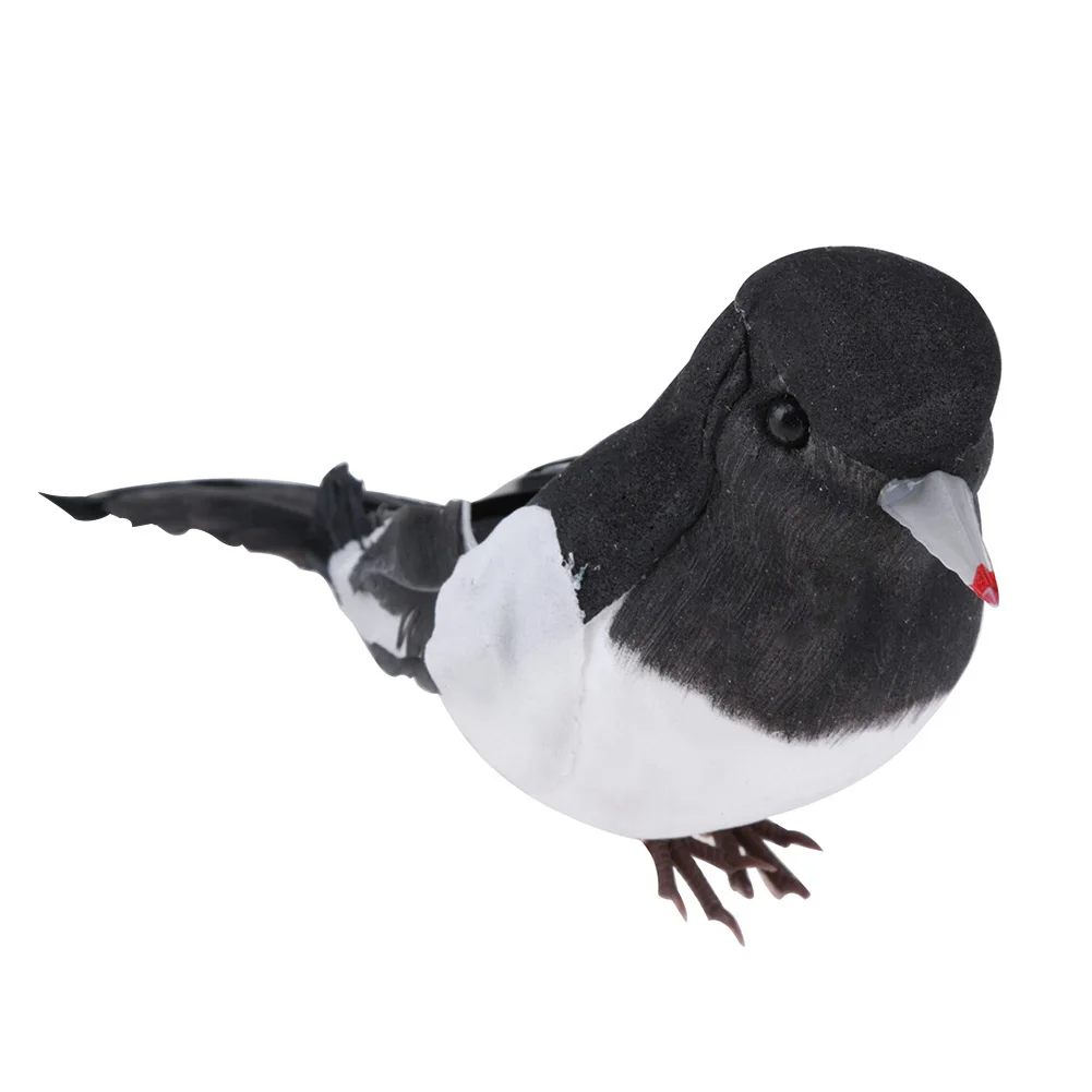 Urraca de simulación DIY con garra, pájaros de espuma esponjosos, adornos para el hogar, accesorios blancos y negros, Urraca de 16cm/6,3 pulgadas, decoración de jardín y boda