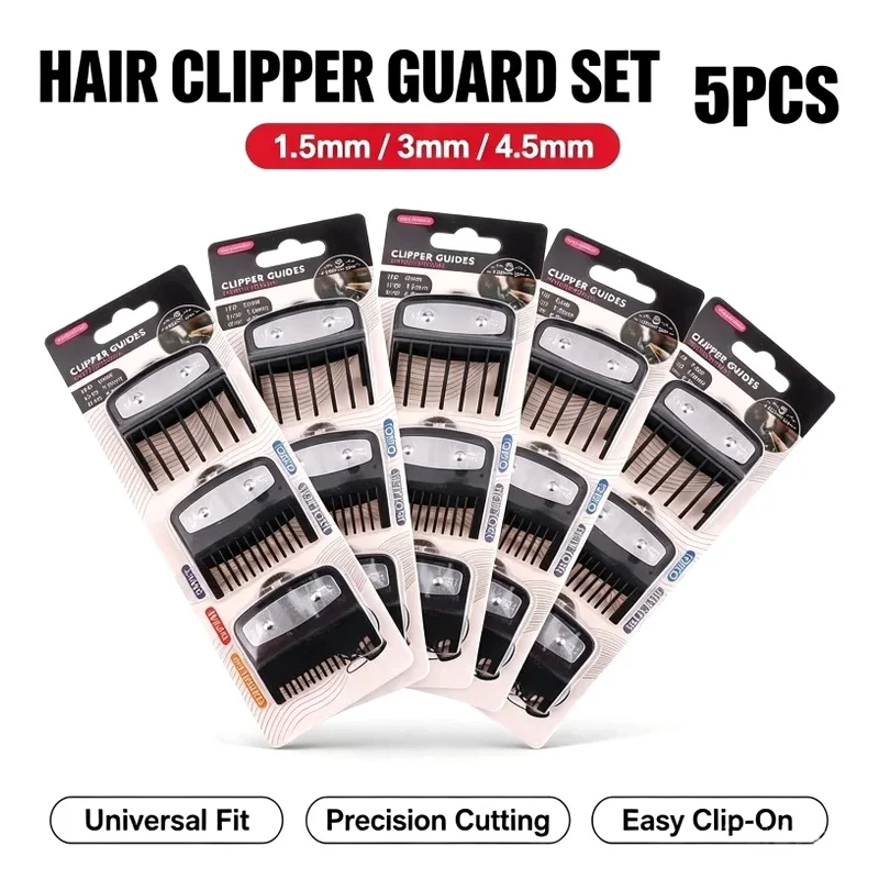 2026 Black Hair Clipper Limit Comb Set 1.5mm 3mm 4.5mm Professional Hair Cutting Guide Tool Trimmers Accessory