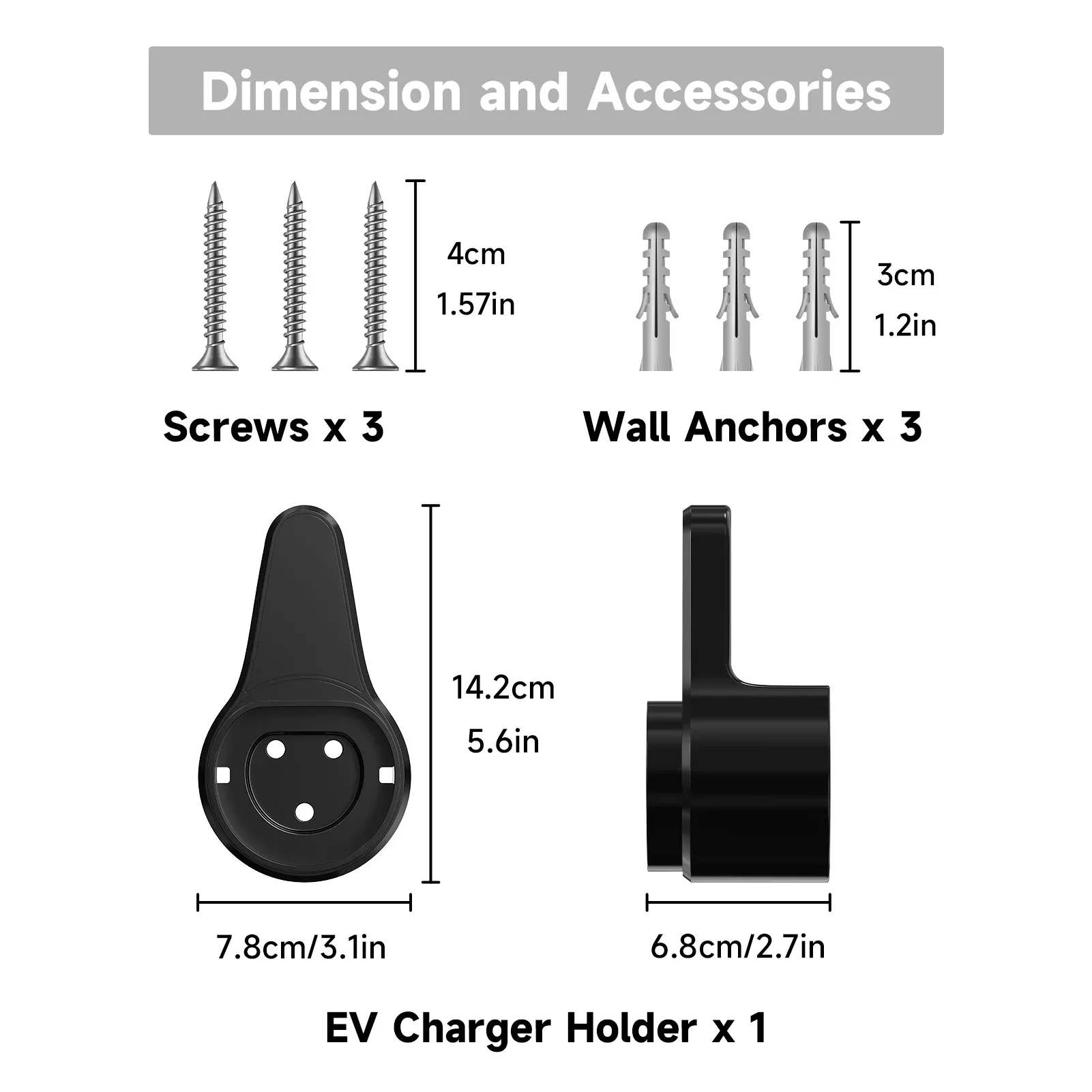 Electric Vehicle Type 2 Type 1 GB/T Charger Plug Holder EV IEC 62196-2 Charging Organizer Cable Plug Wall Mount Wallbox Socket