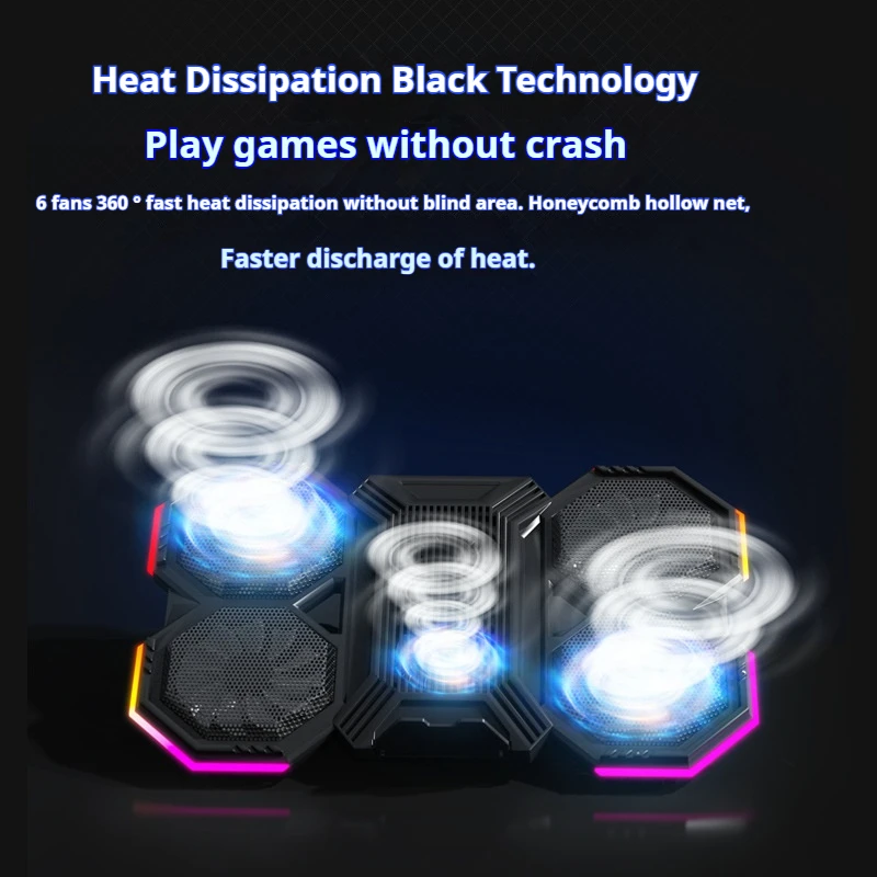 Quiet and Silent 6 Fans Multi size Compatible Laptop Heat Sink Support RGB Light Heat Sink Desktop Shelf