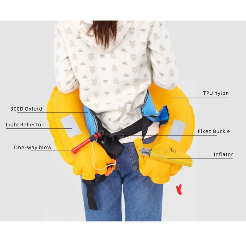 Professional Adult Inflatable Life Jacket Belt 100N Approved Buoys PFD Raft Swim Safeti Vest Jet Ski Boat Boating Lifeguard Life