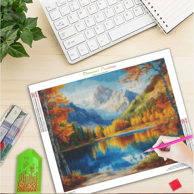 RUOPOTY DIY Diamond Painting Landscape Full Round Diamond Embroidery Lake View Snow Mountain Modern Craft Kit Gift Wall Decorati