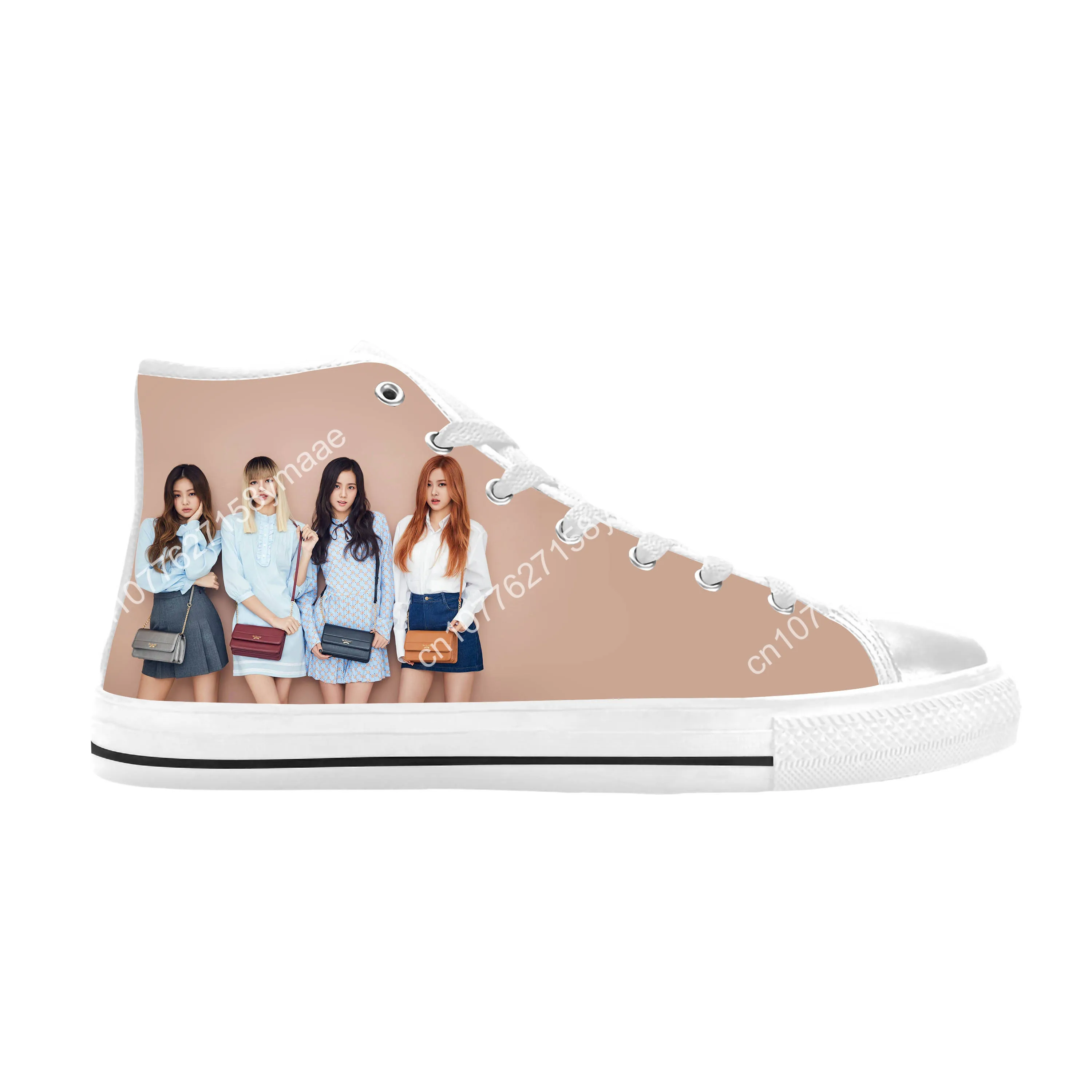 Hot Pink Pop Singer Band Rock Music Fashion Black Casual Cloth Shoes High Top Comfortable Breathable 3D Print Men Women Sneakers