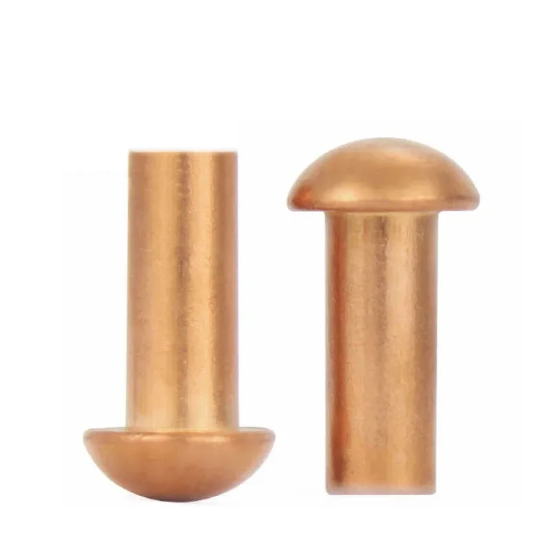 1~100PCS Copper Solid Round Head Rivet M1.5 M2 M2.5 M3 M4 M5 M6 M8 Purple Copper Solid Self-plugging Rivets