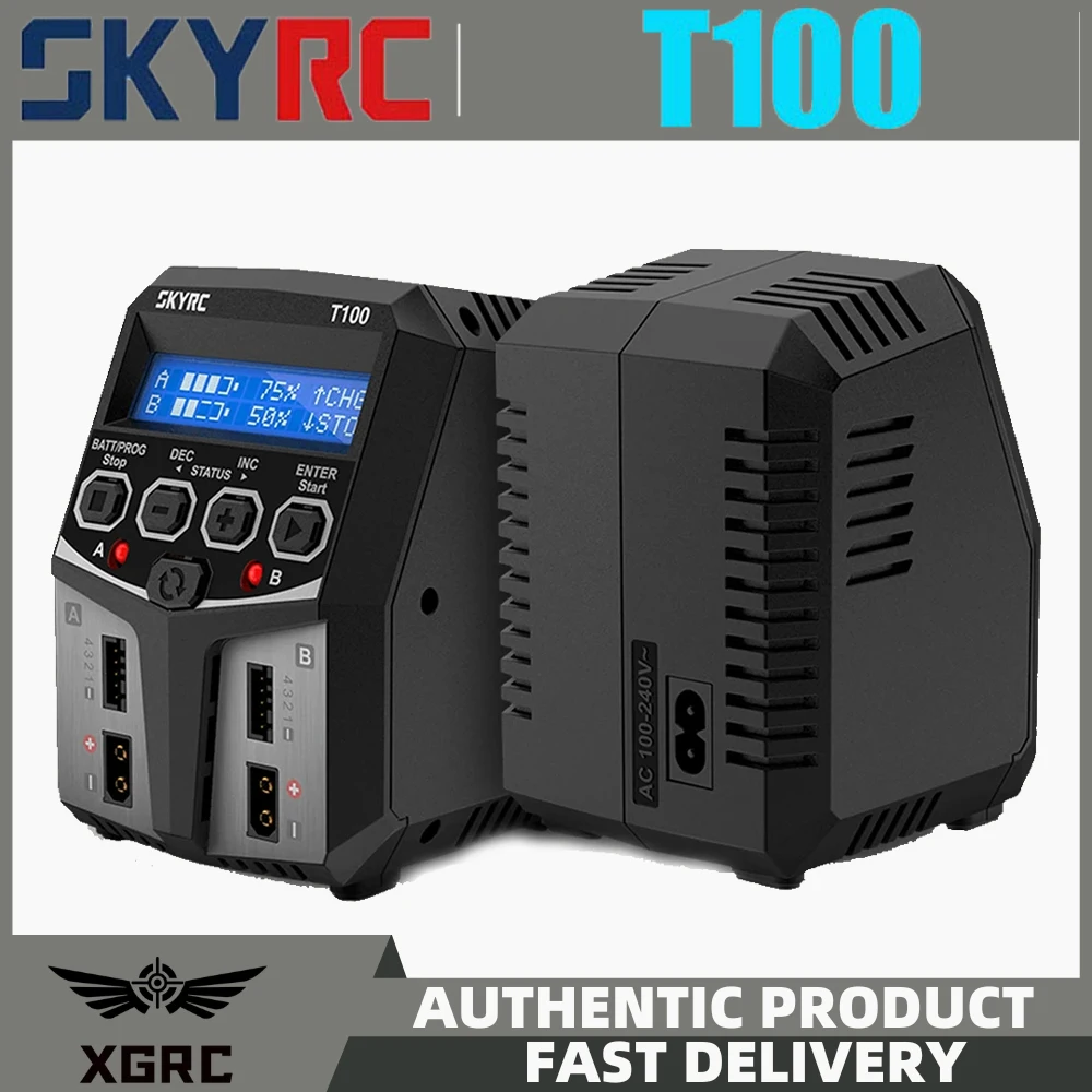 SKYRC T100 AC Lipo Battery Balance Charger Dual 5A 2X50W 2-4S Charger for NiMH / NiCd / LiPo / LiFe / Lilon / LiHV / Pb battery