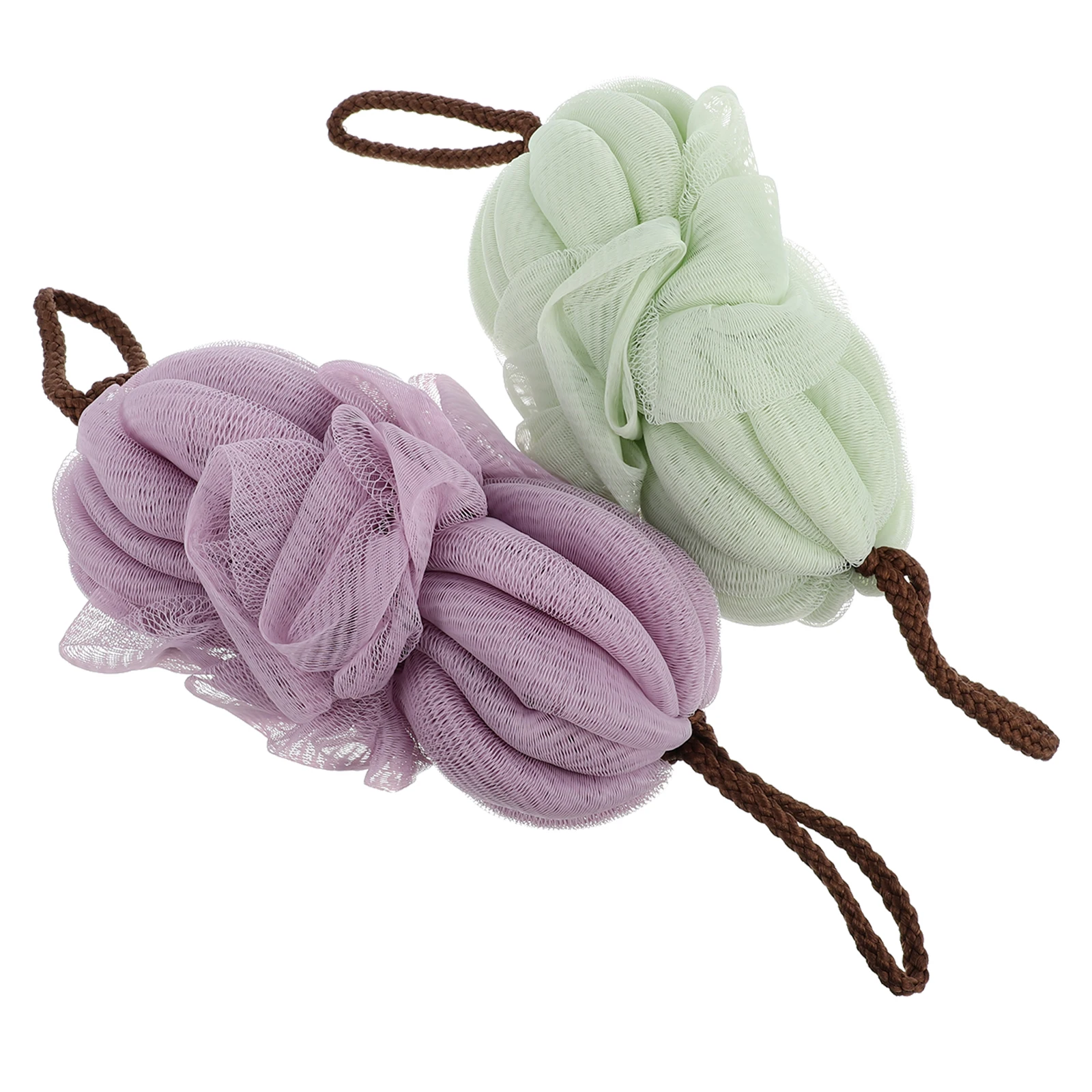 

2 Pcs Ball Shower Mesh Sponge Bathroom Accessories Loofah Adults Scrubber Elasticity Bath Puff Back Sponge Tool Accessories
