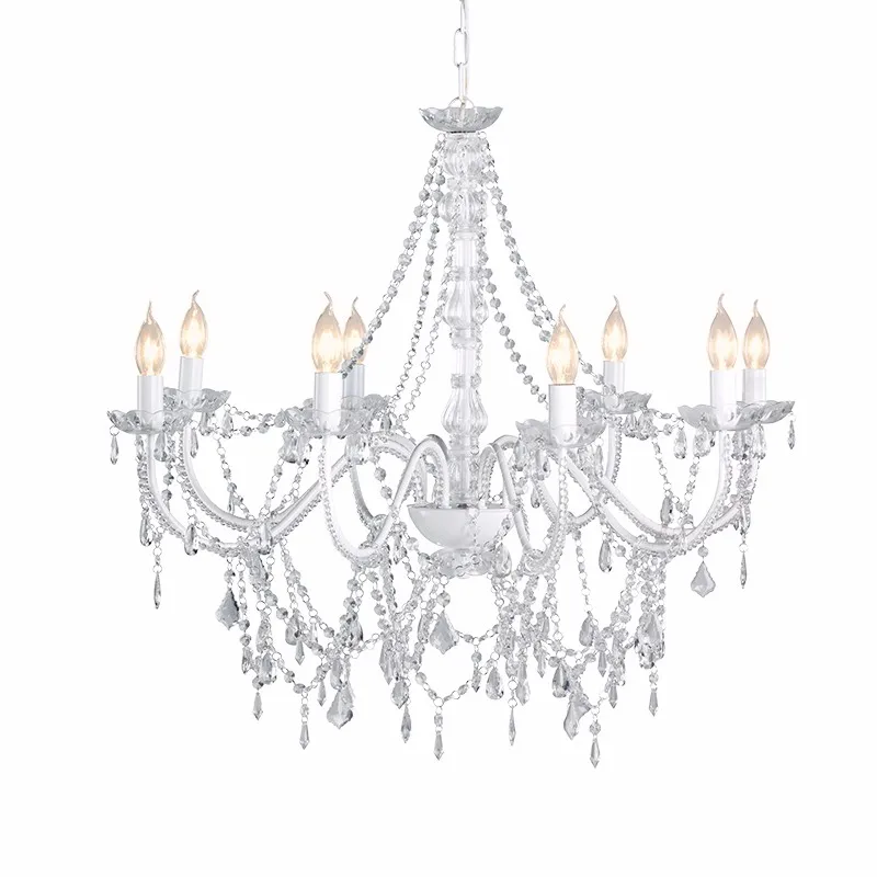 White Wedding Pendant Light for Living Room Home Decor Modern Lamp Acrylic Indoor Luxury Crystal Chandeliers Light