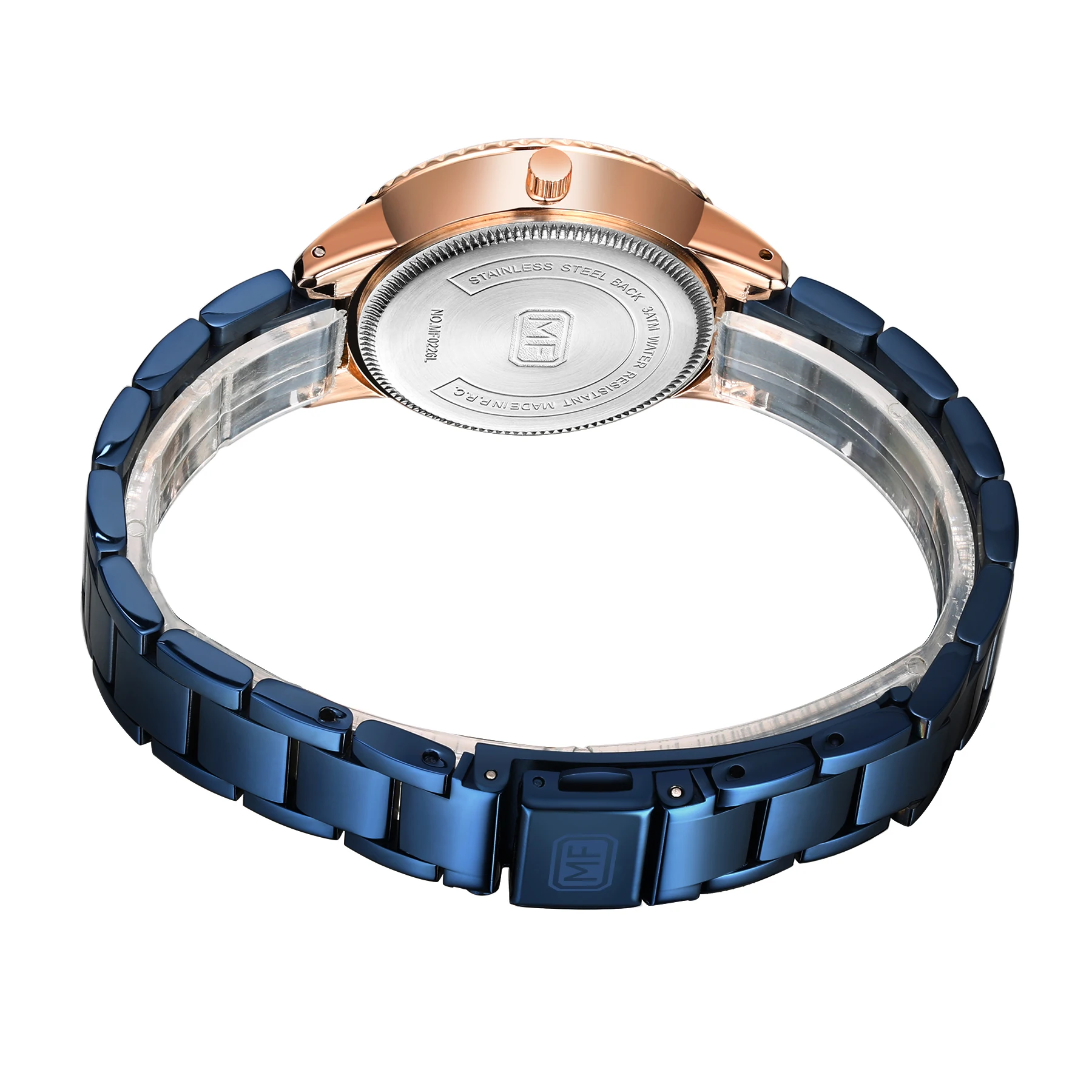 Mini Focus MF0226L Женские стильные часы с бриллиантами, синий ремешок из нержавеющей стали, водонепроницаемые женские кварцевые часы