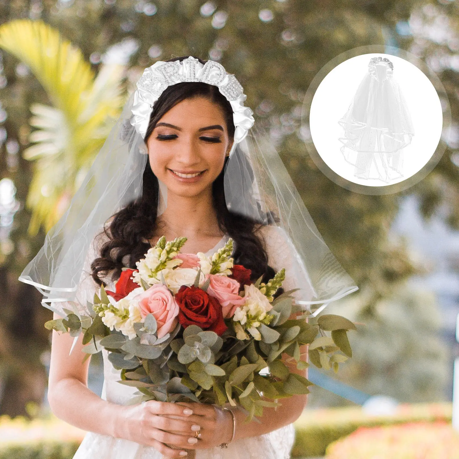 

Headband Veil Wedding Satin Pleated Wide Headband Bridal Hair Accessories Mesh Yarn Veil Headpiece Lightweight Reusable