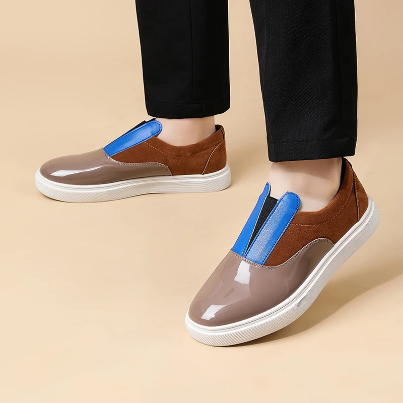 

New Leisure Men Pu Leather Flats Slip on Outdoor Casual Shoes Low Top Lazy Shoes Non Slip Walking Loafers Moccasins for Male