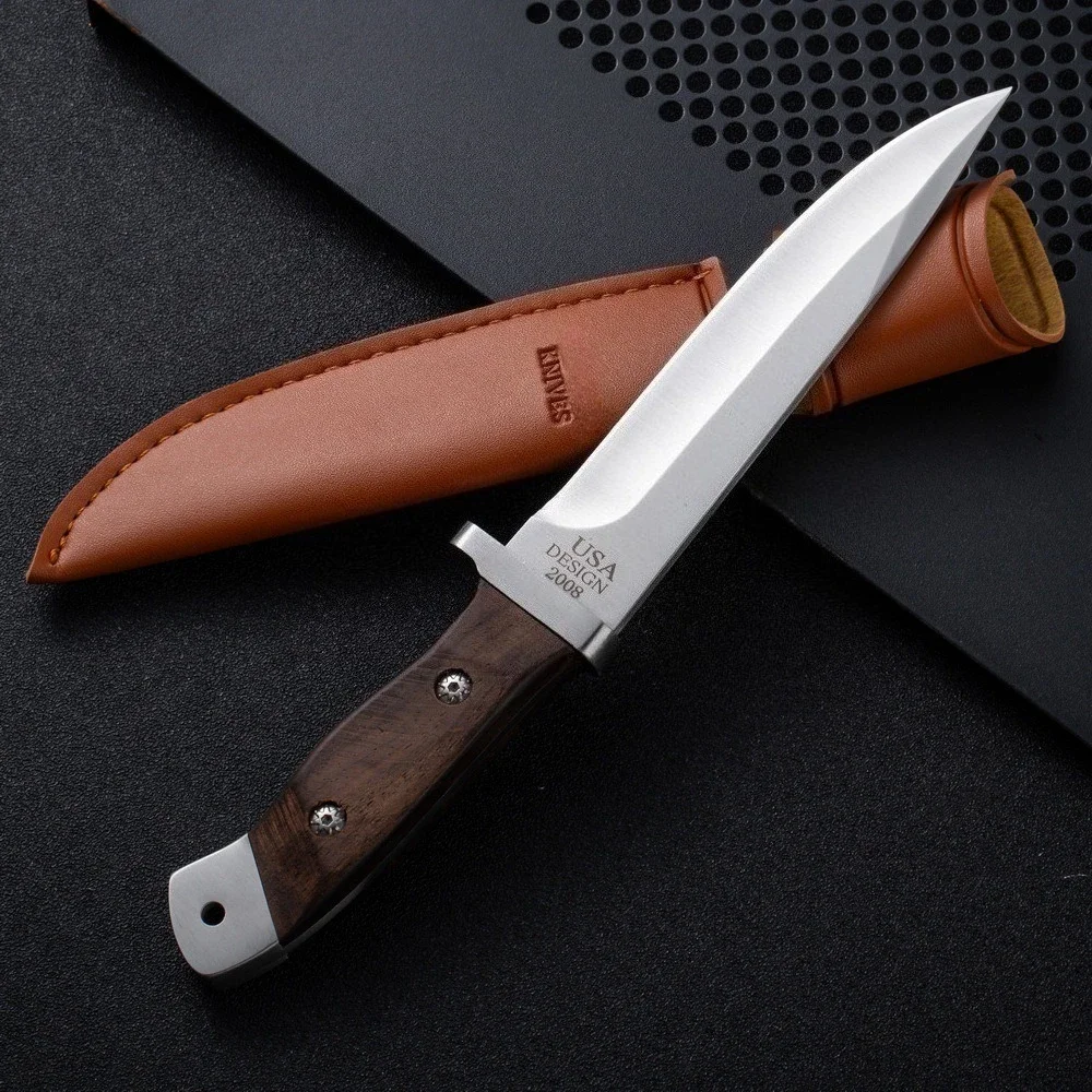 

Full Tang 7CR13MOV лезвие с деревянной ручкой, уличные тактические ножи для выживания, самооборона, кемпинг, Edc, инструмент, универсальный карманный нож