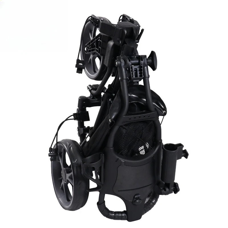 Golf Trolley Spinner Wheel Tricycle Ball Charter Car Foldable Trolley Aluminum Alloy Pull Cart with Umbrella Holder