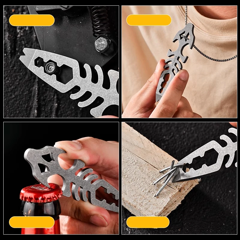 TC4 Titanium Alloy Small Lever Key Buckle Bottler Wrench Solve EDC Pocket Tool