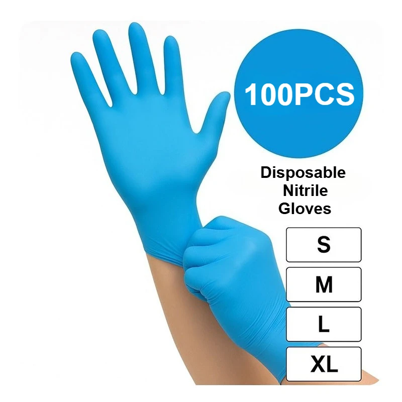 10/20/50/100 pçs bule nitrilo luvas descartáveis em pó látex livre luvas de limpeza para beleza tintura de cabelo segurança trabalho luva de cozinha