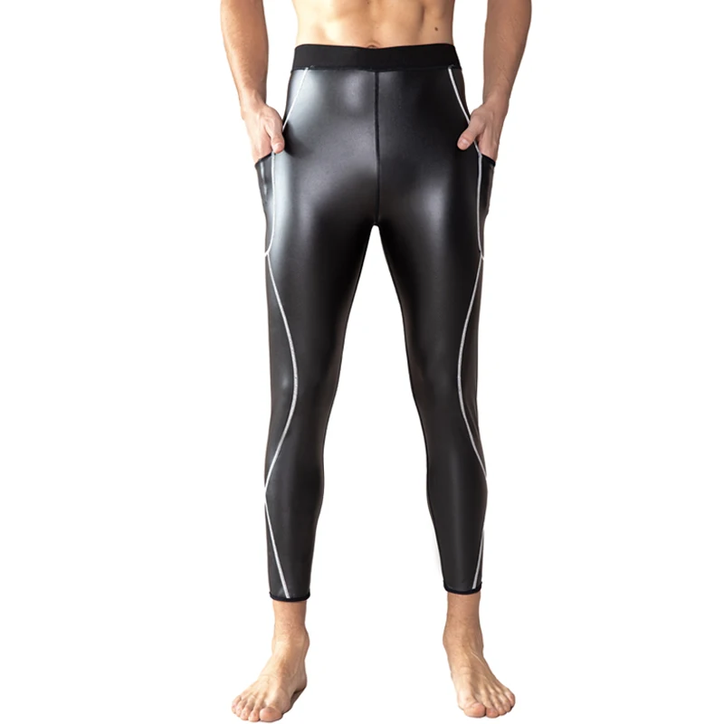 Men elastic shapers leather pants ,with Pockets, slimming,White line stitching, motorcycle, windproof and waterproof tight pants