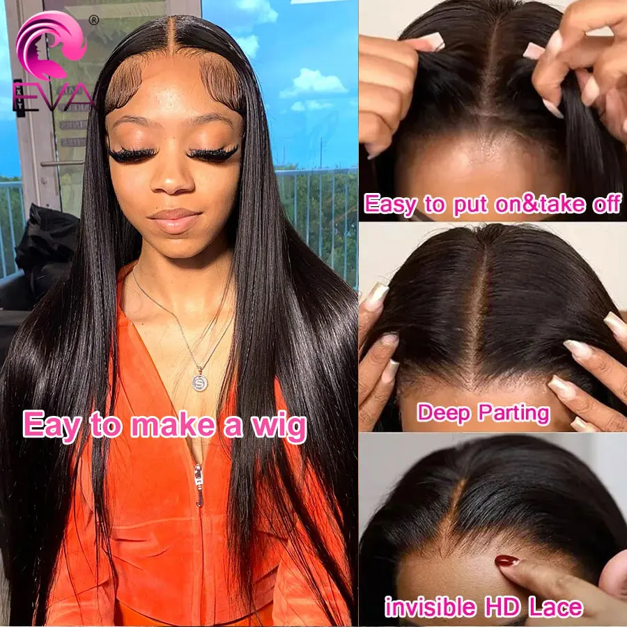 Eva 2x6 HD lace Closure Invisible HD Lace Melt Skins Straight 2x6 HD Lace Frontal Only Human Hair Closures Pre Plucked Body Wave