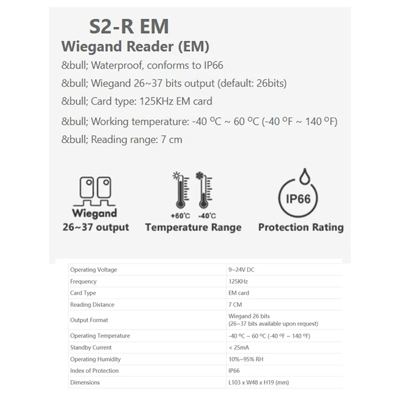 【NOVO】Mifare Máquina de controle de acesso Wiegand 26/34 Saída IP66 Controle de acesso EM à prova d'água