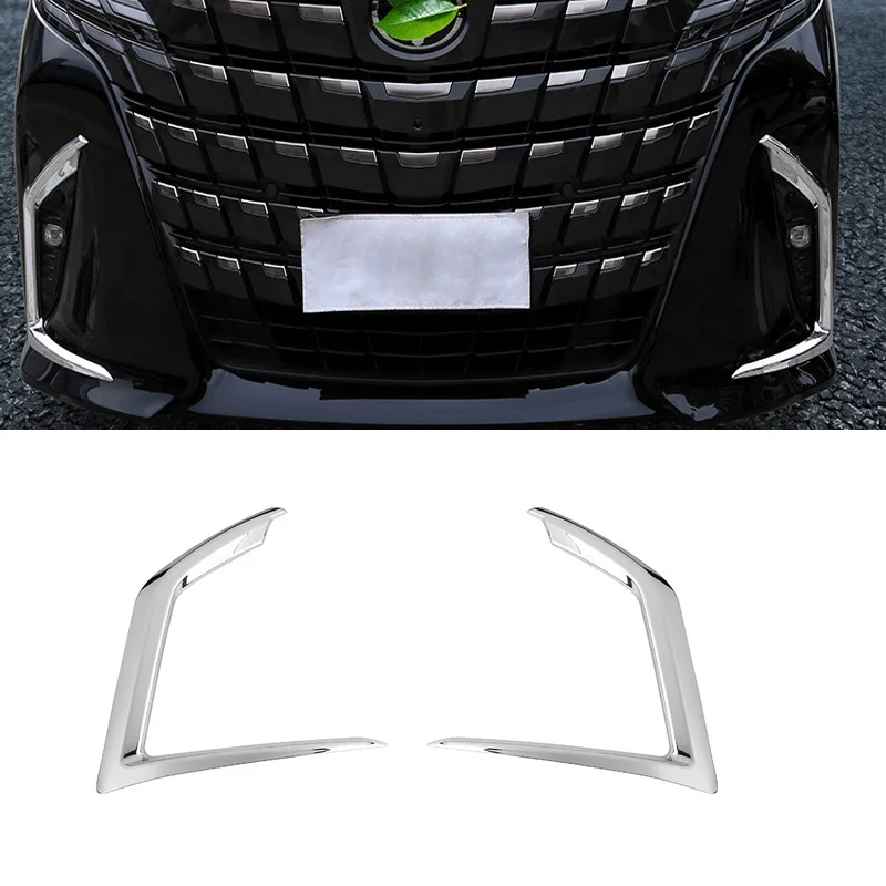 

For Toyota Alphard Vellfire 40 Series 2023 2024 2025 ABS Chrome Front Bumper Fog Lamp Wind Knife Spoiler Car Fog Light Eyebrow